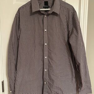 H&M Men's burgundy and White Gingham Shirt